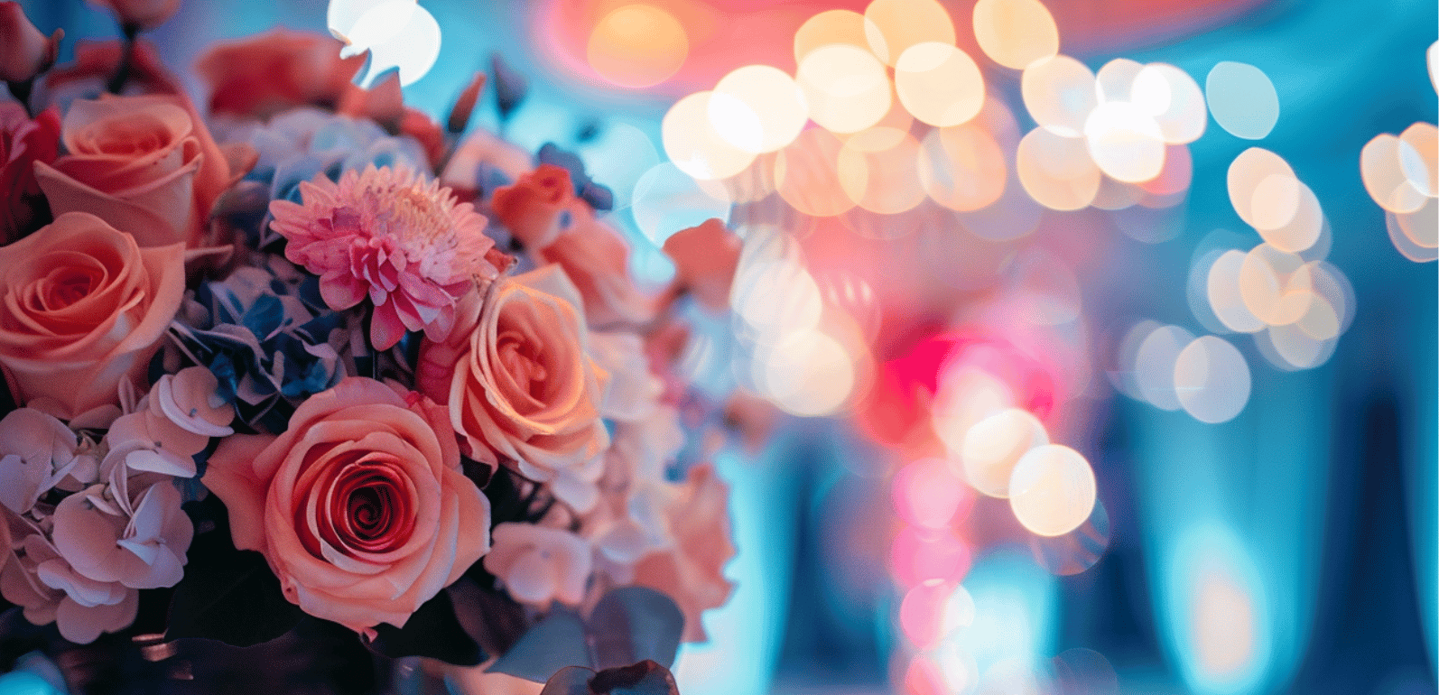 Photo d'un bouquet de roses en phase avec un thème de mariage.