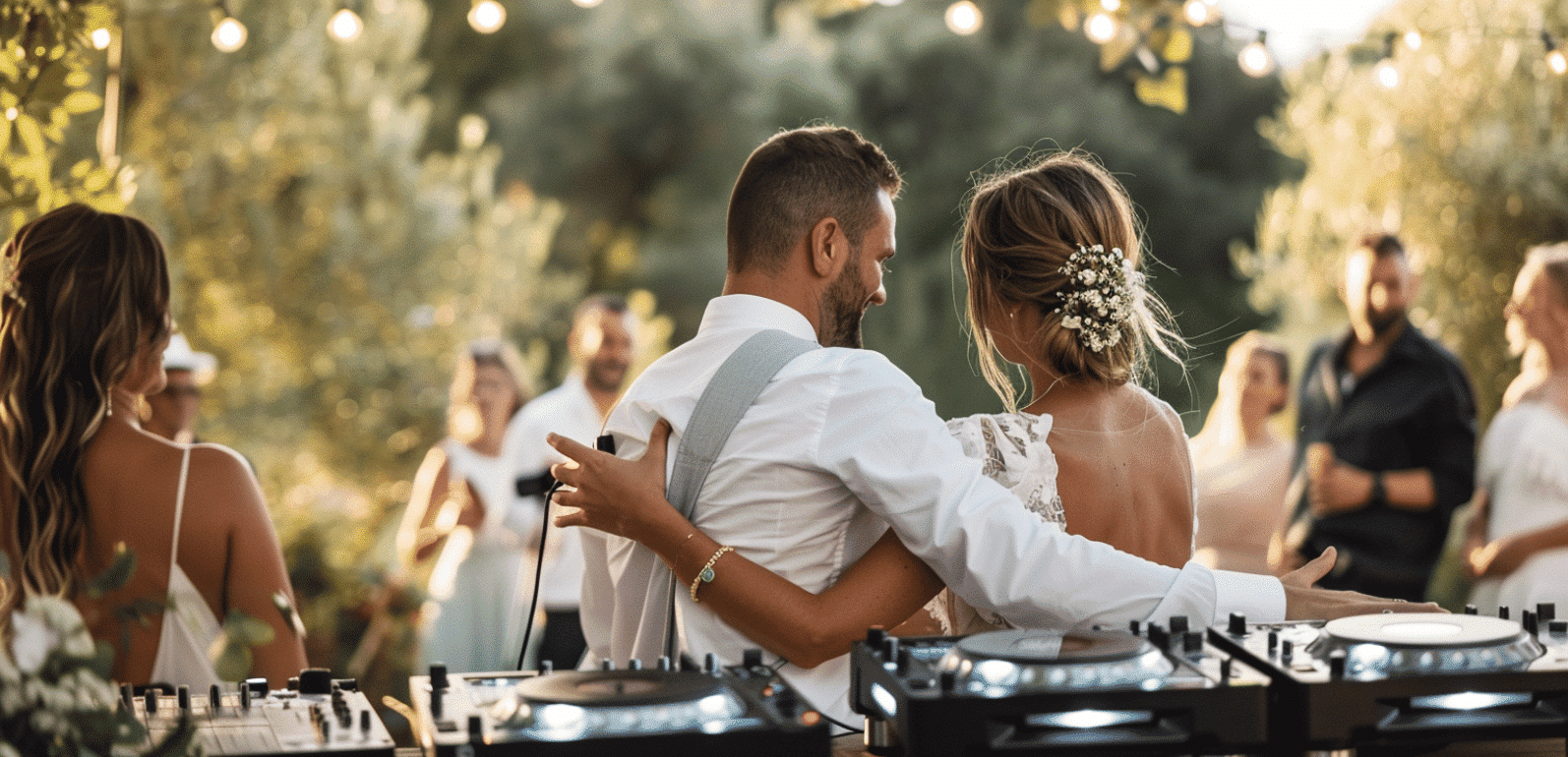 Une mariée qui remercie le DJ de son mariage