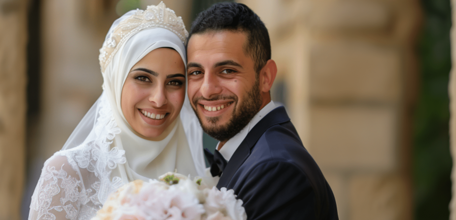 Safia et Adèle pose pour leur mariage.