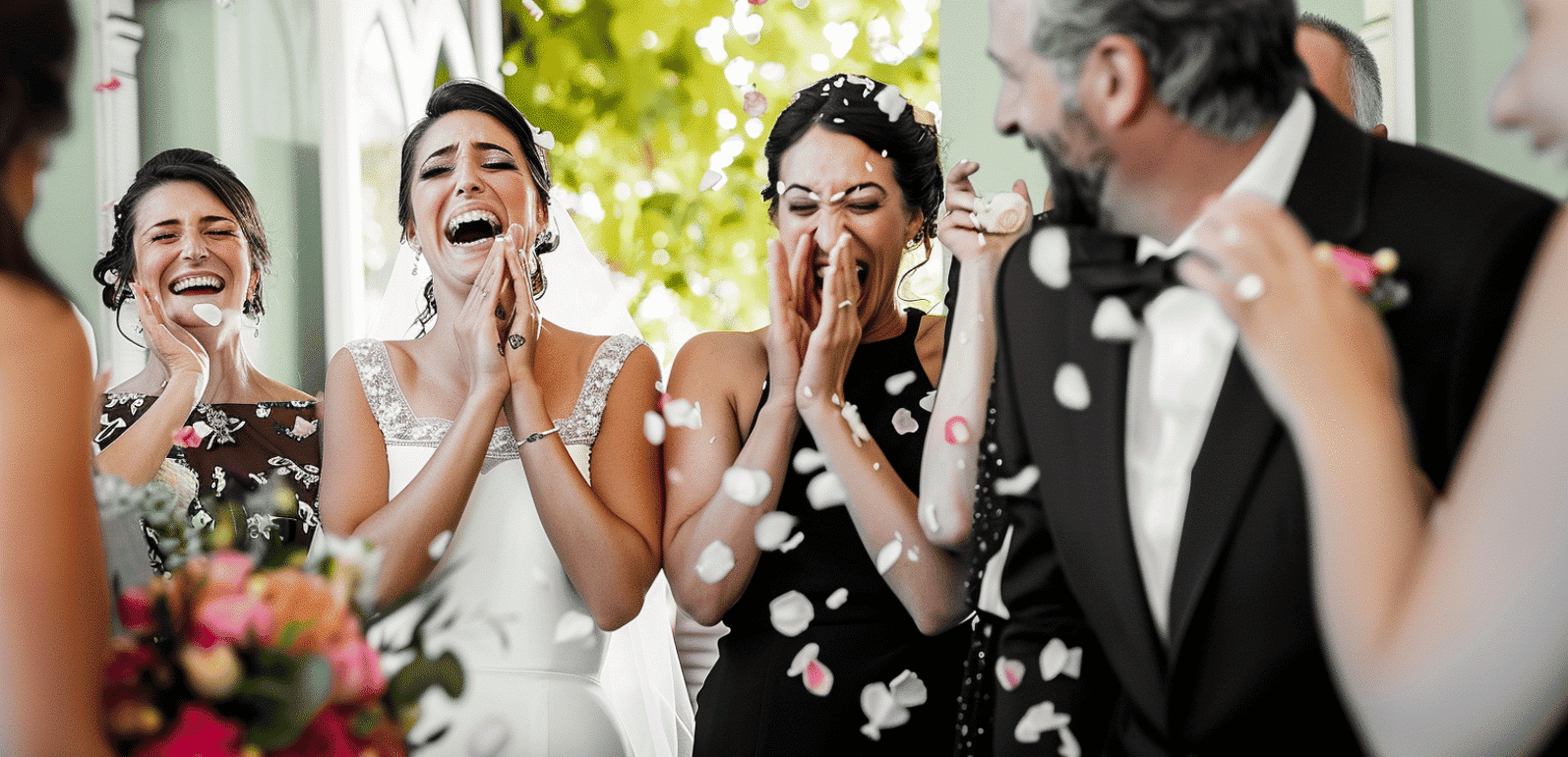 Moment de joie partagé avec les invités d'un mariage.